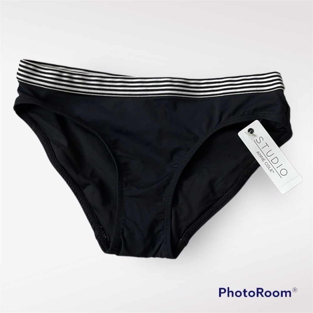 STUDIO ANNE COLE Women’s black white bikini bottom size XS